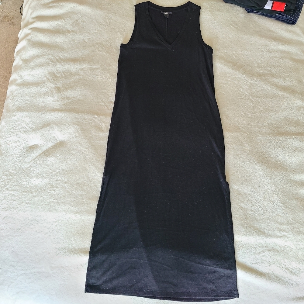Paige Black Cut off Sleeve V-neck Maxi Dress Size S
